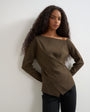 Topshop knitted cinch twist top in brown