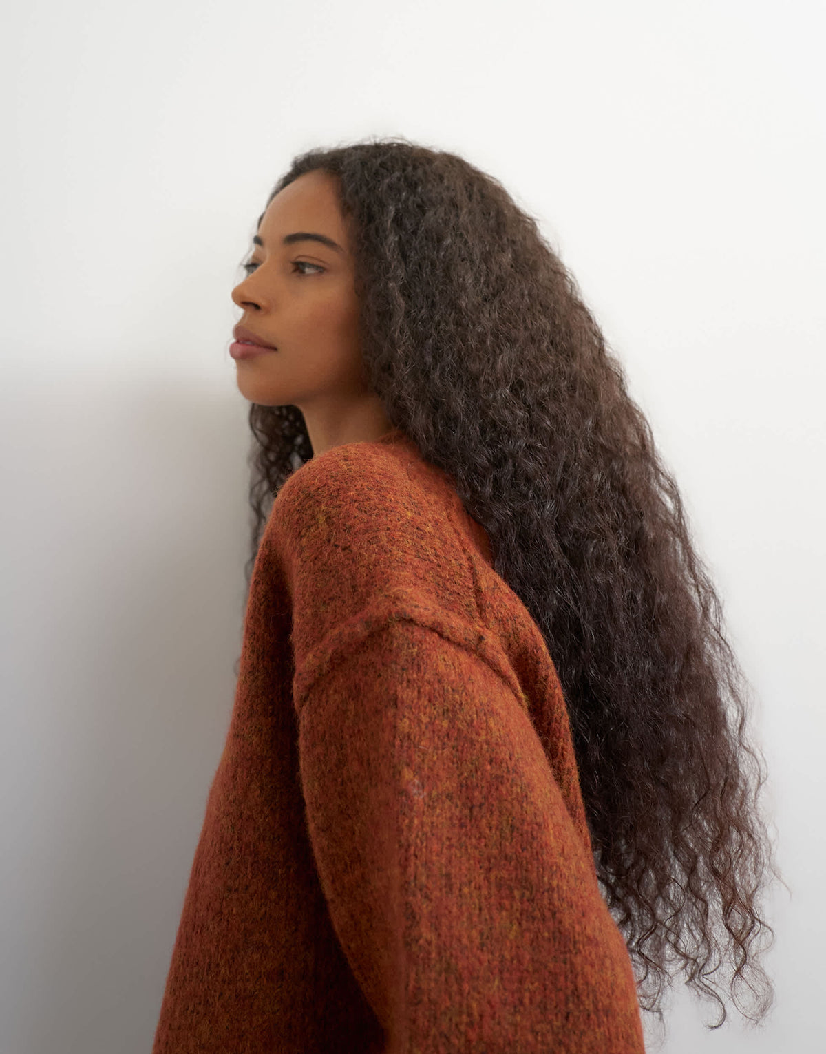 Topshop knitted wool blend roll edge chunky jumper in cinnamon