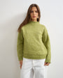 Topshop knitted wool blend roll edge chunky jumper in green