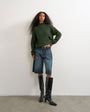 Topshop knitted wool blend roll edge chunky jumper in olive