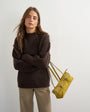 Topshop knitted wool blend roll edge chunky jumper in chocolate