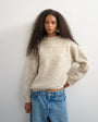 Topshop knitted wool blend roll edge chunky jumper in oat