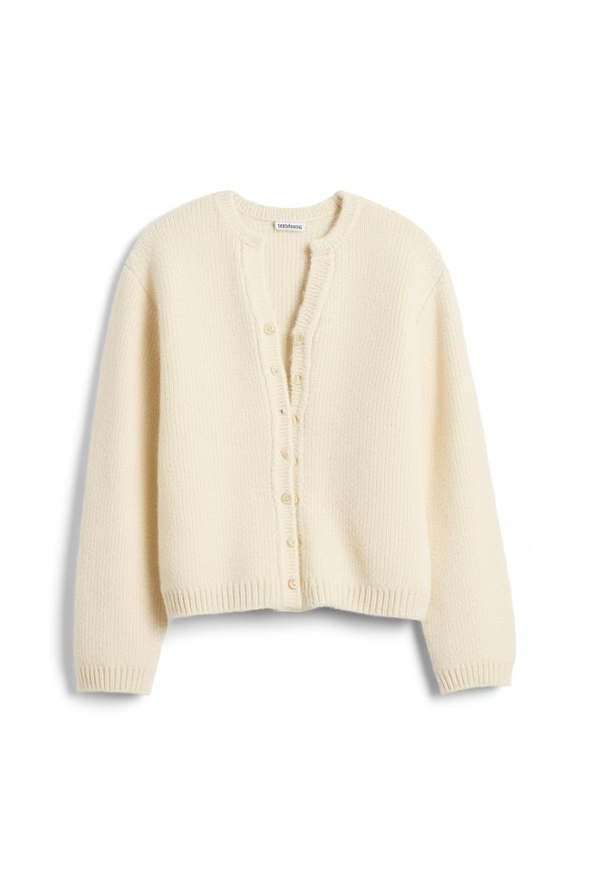 Topshop knitted fluffy eyelash cardigan in ivory