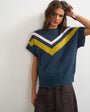 Topshop knitted fluffy short sleeve top with wool in multi stripe