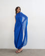 Topshop draped hem chiffon midi occasion dress in cobalt