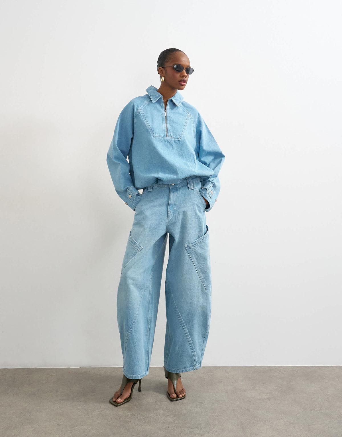 Topshop high rise utility barrel jean in bleach