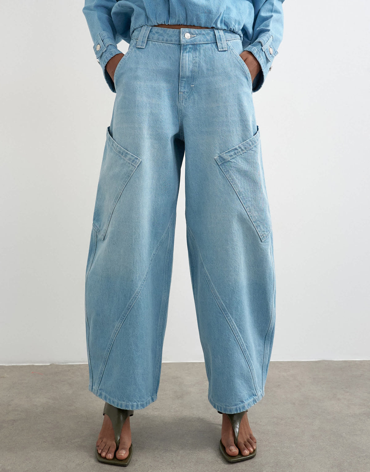 Topshop high rise utility barrel jean in bleach