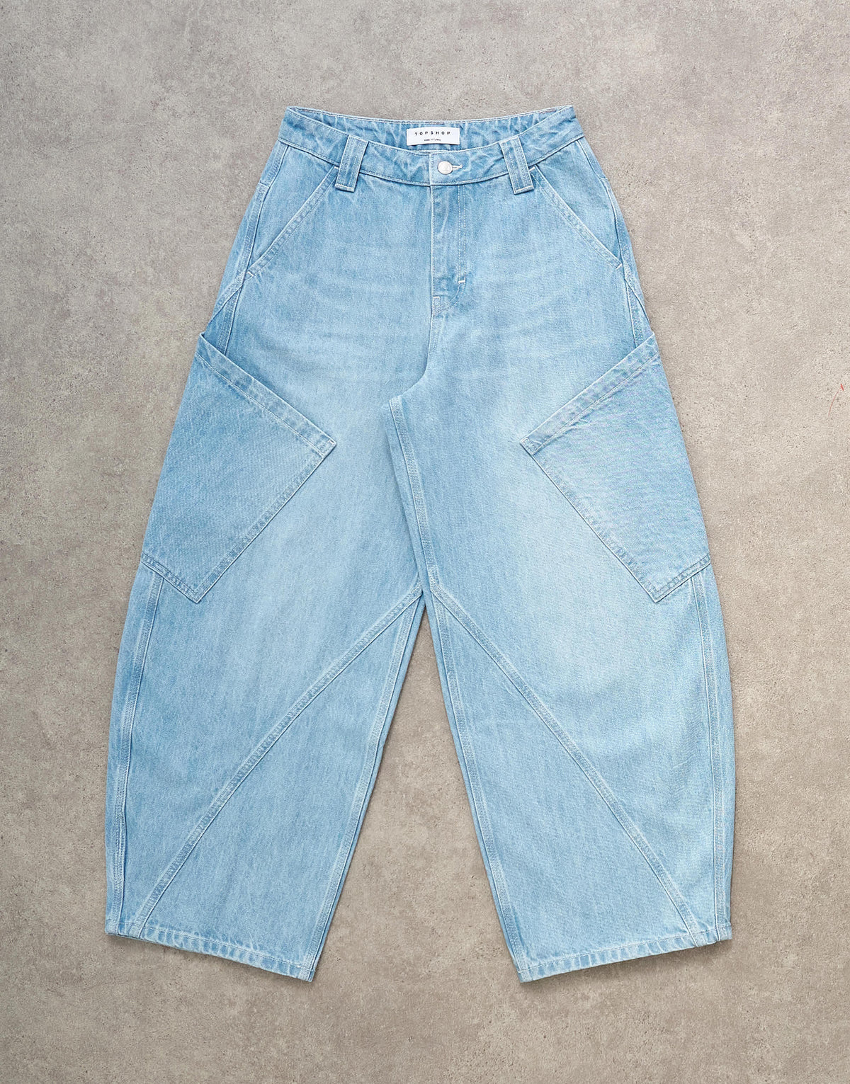 Topshop high rise utility barrel jean in bleach