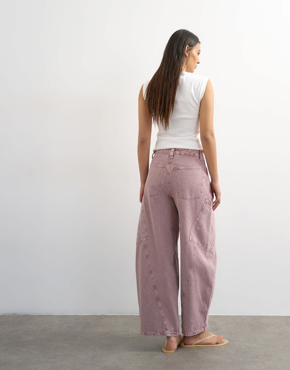Topshop high rise utility barrel jean in lilac