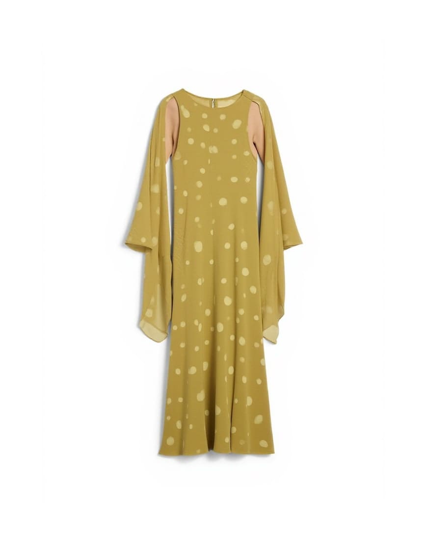 Topshop jacquard spot maxi occasion dress with open back in green