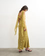 Topshop jacquard spot maxi occasion dress with open back in green