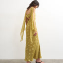 Topshop jacquard spot maxi occasion dress with open back in green