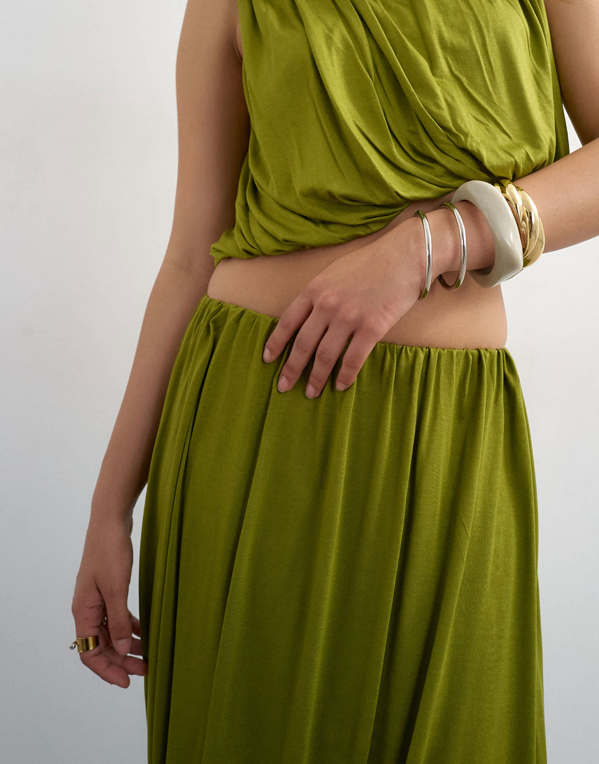 Topshop bubble drape skirt in green 