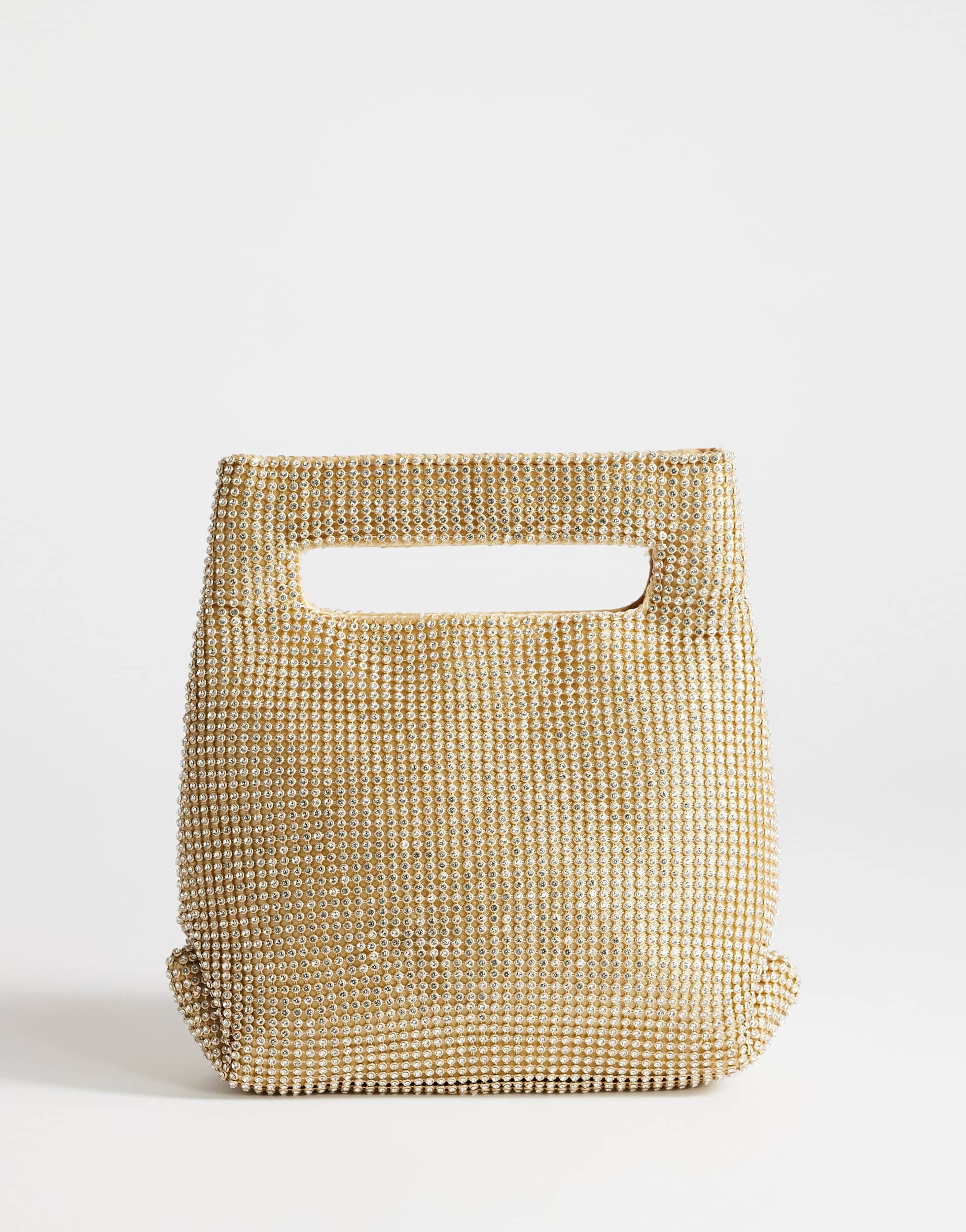 Topshop Stella diamante small grab bag in gold
