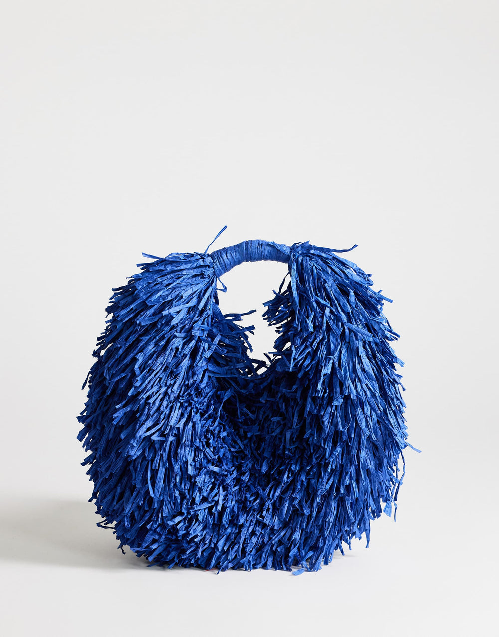 Topshop Milo medium straw fringe grab bag in cobalt