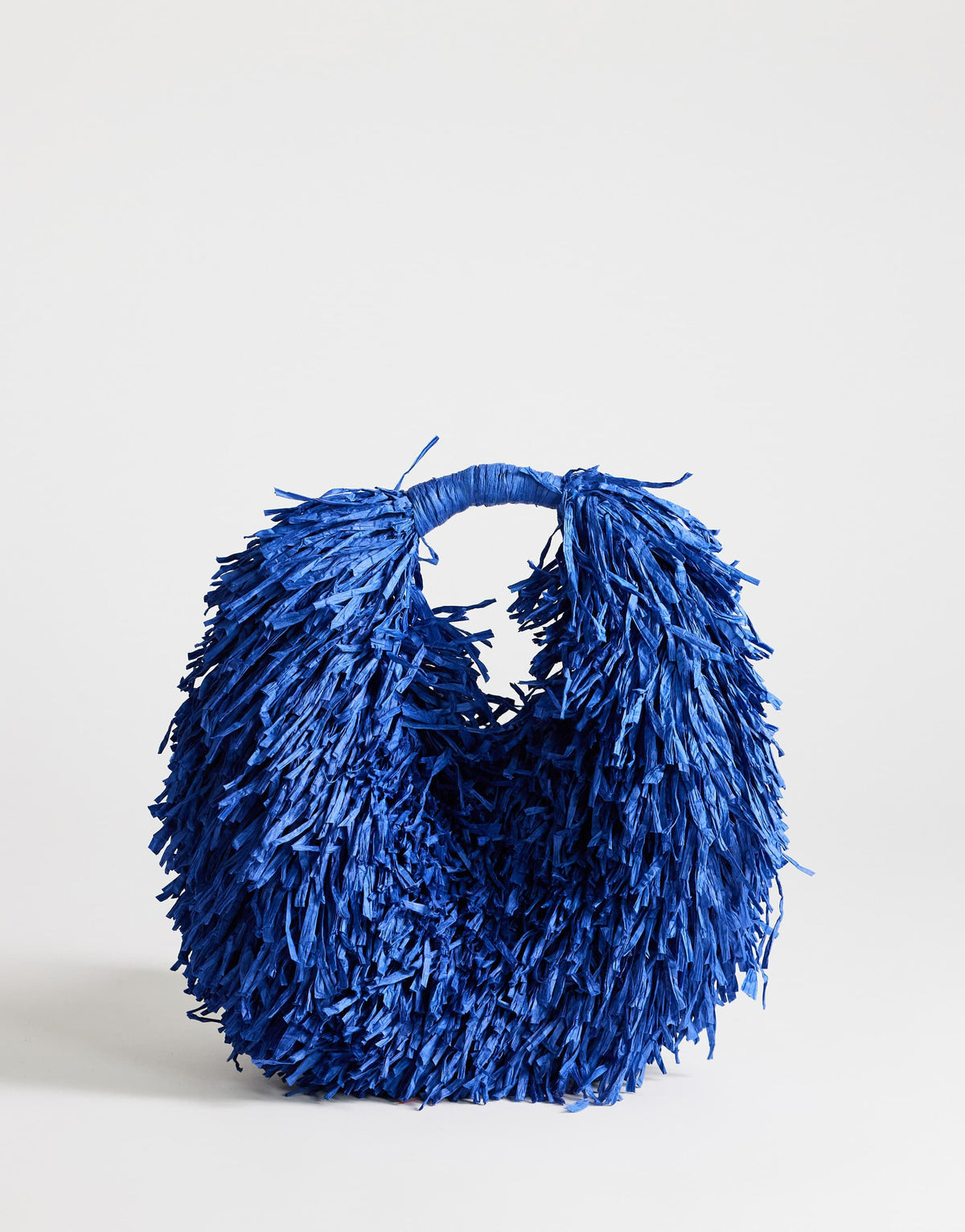 Topshop Milo medium straw fringe grab bag in cobalt