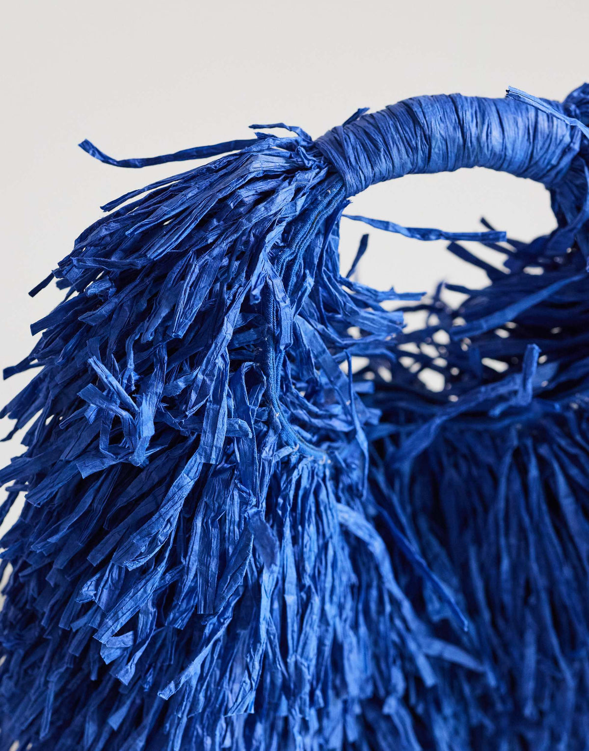 Topshop Milo medium straw fringe grab bag in cobalt