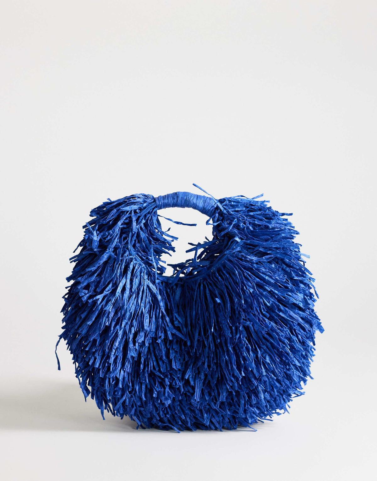 Topshop Milo medium straw fringe grab bag in cobalt
