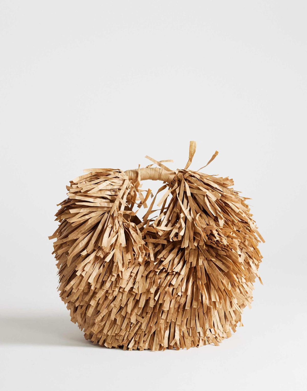 Topshop Milo medium straw fringe grab bag in natural