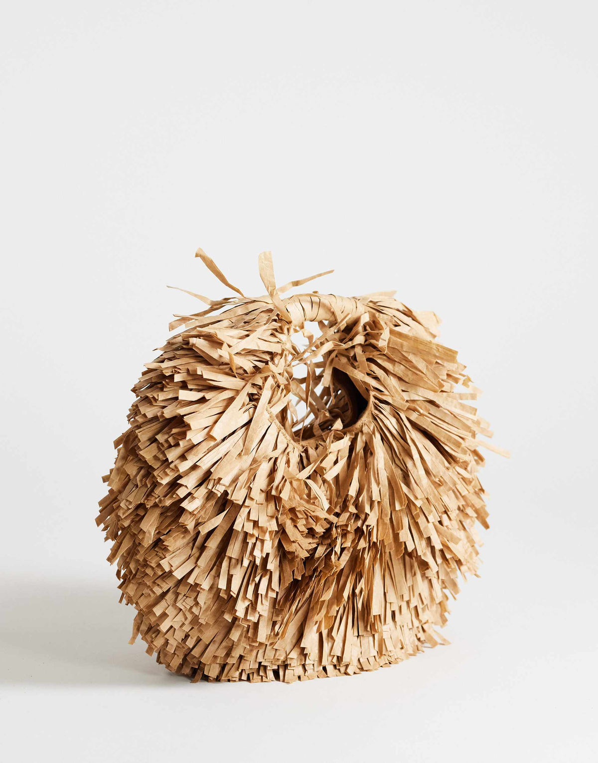 Topshop Milo medium straw fringe grab bag in natural