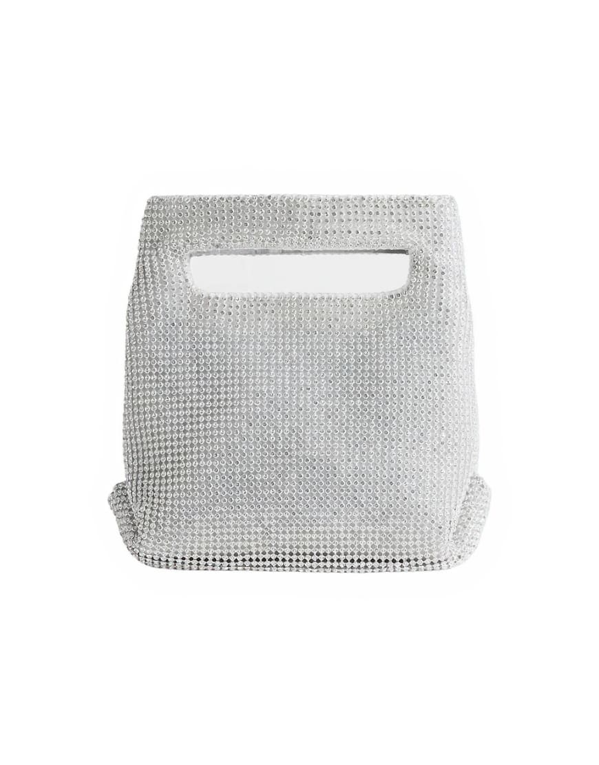 Topshop Stella diamante small grab bag in silver