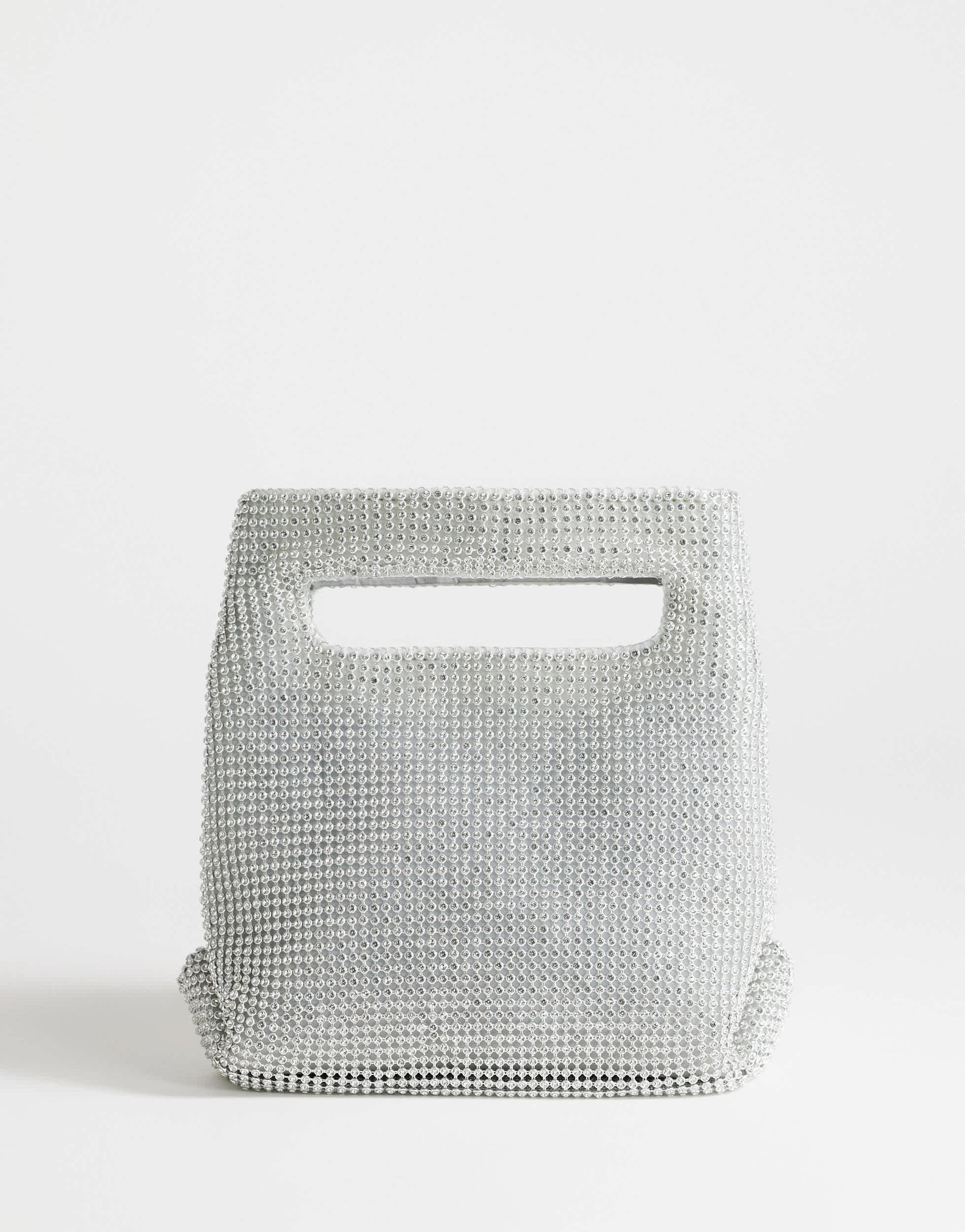 Topshop Stella diamante small grab bag in silver