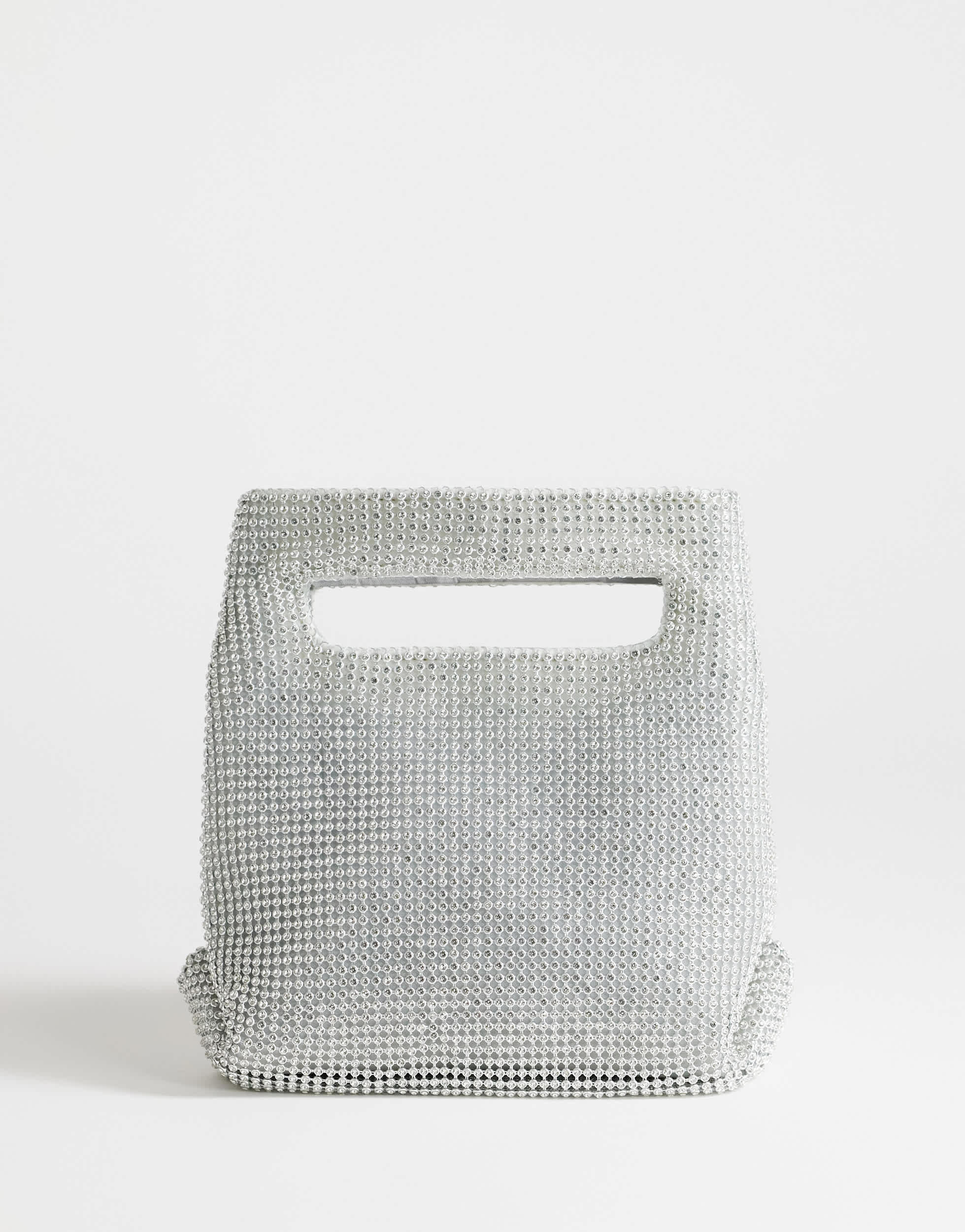 Topshop Stella diamante small grab bag in silver