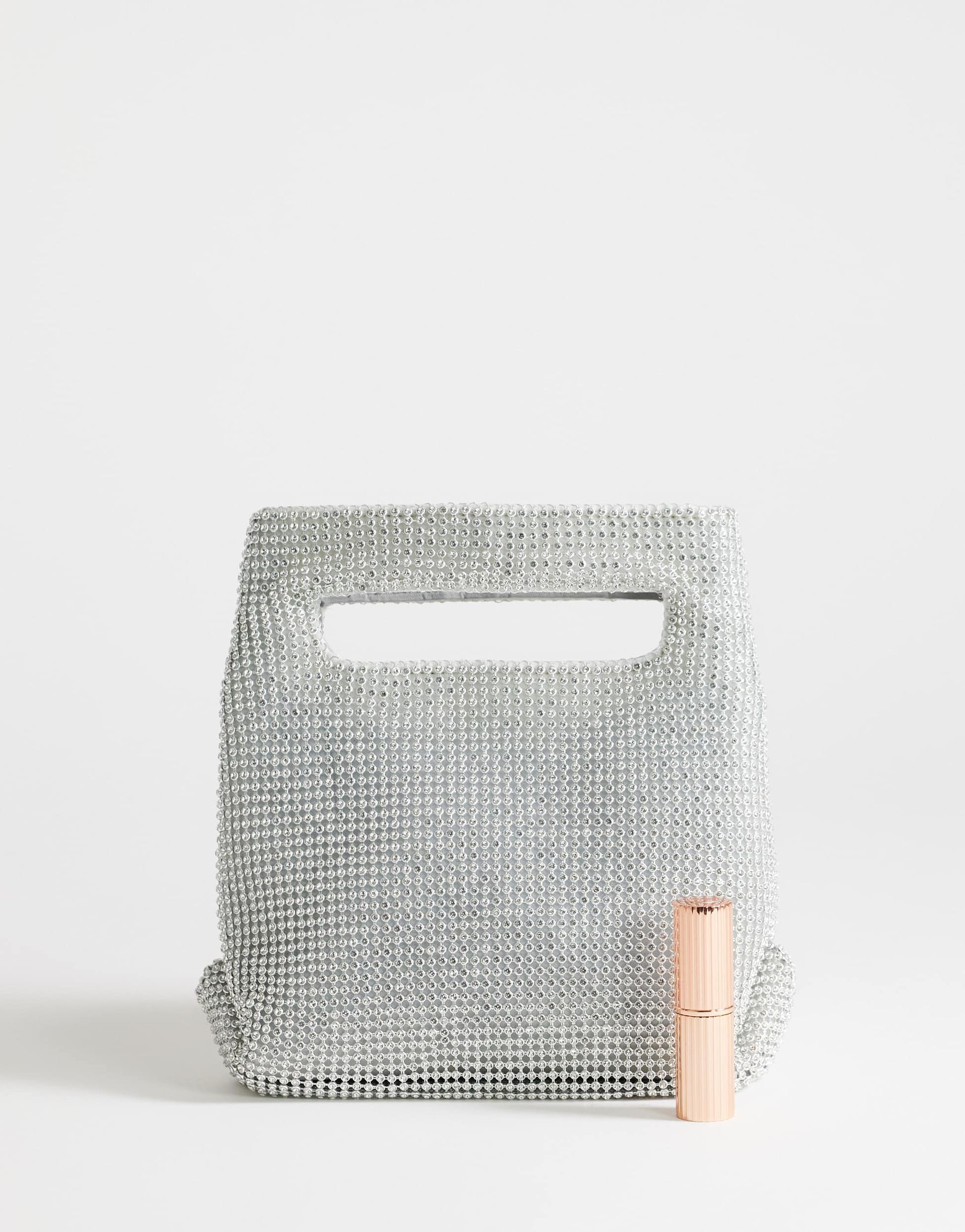 Topshop Stella diamante small grab bag in silver