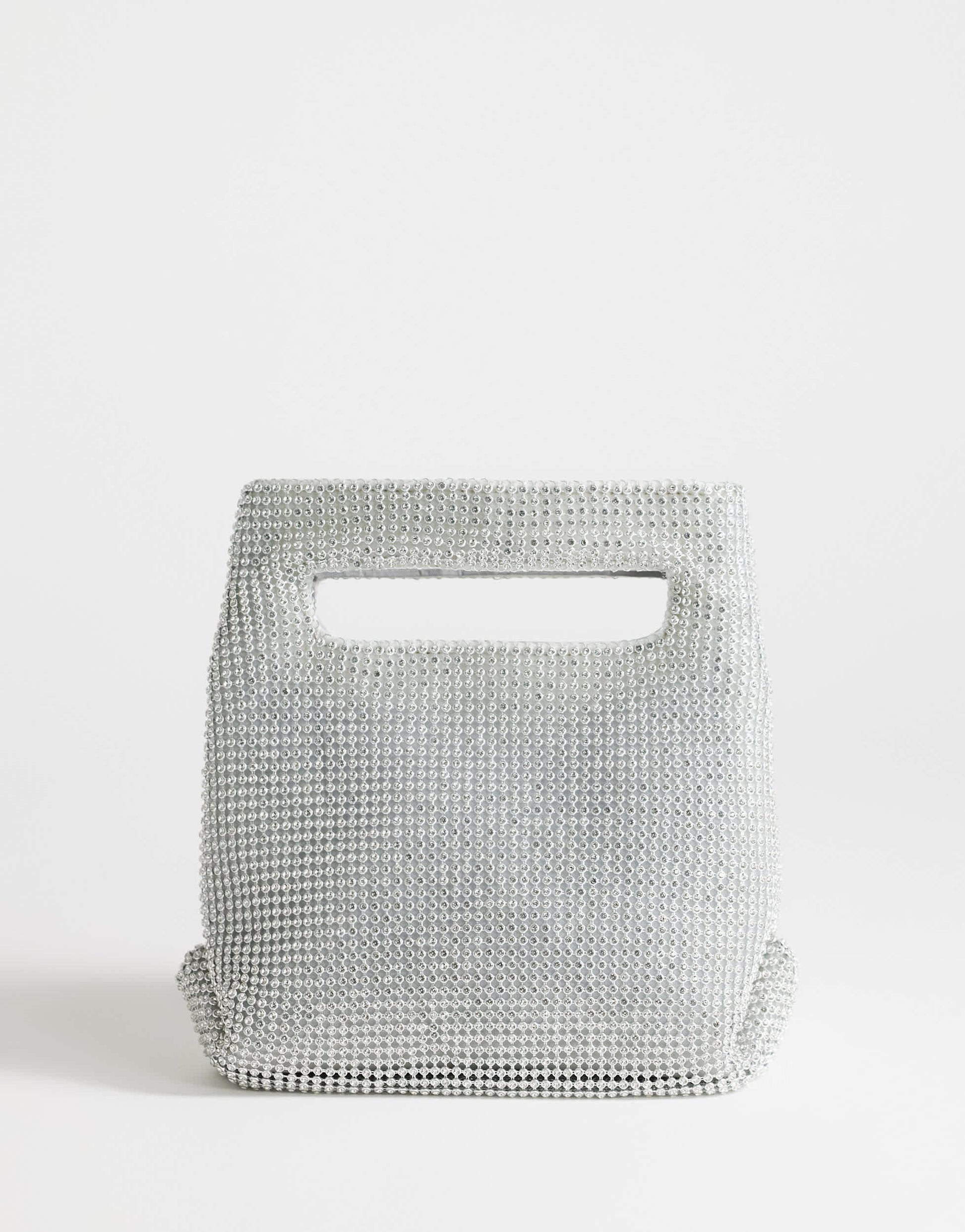 Topshop Stella diamante small grab bag in silver