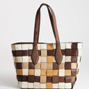 Topshop Myla large patchwork tote in chocolate