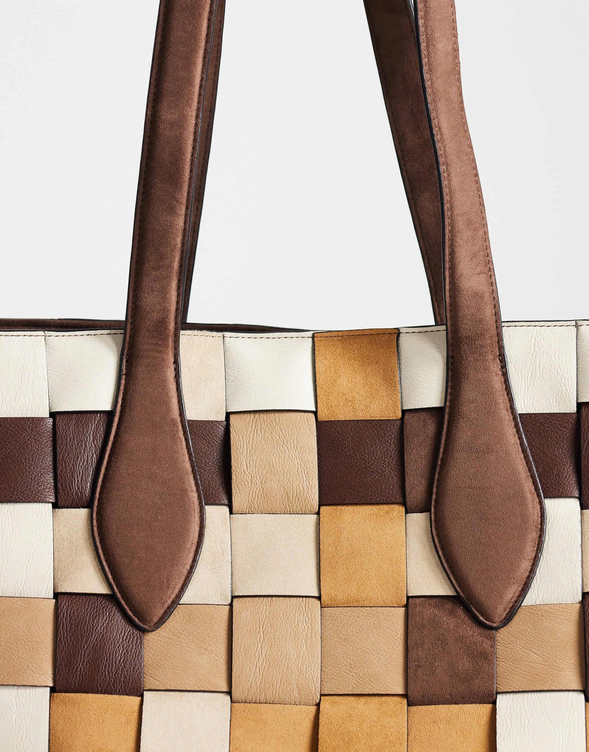 Topshop Myla large patchwork tote in chocolate