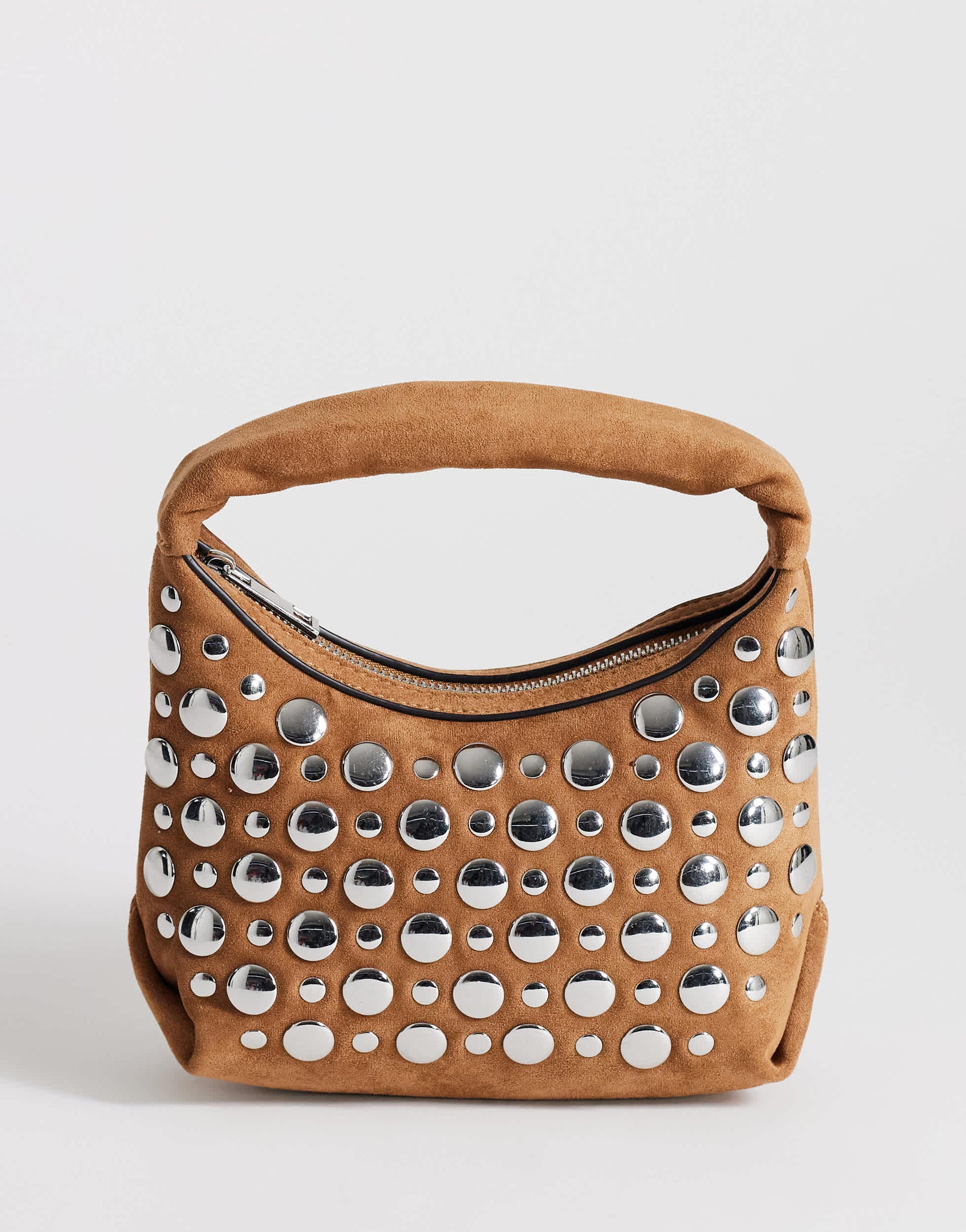 Topshop Juno small studded grab bag in tan