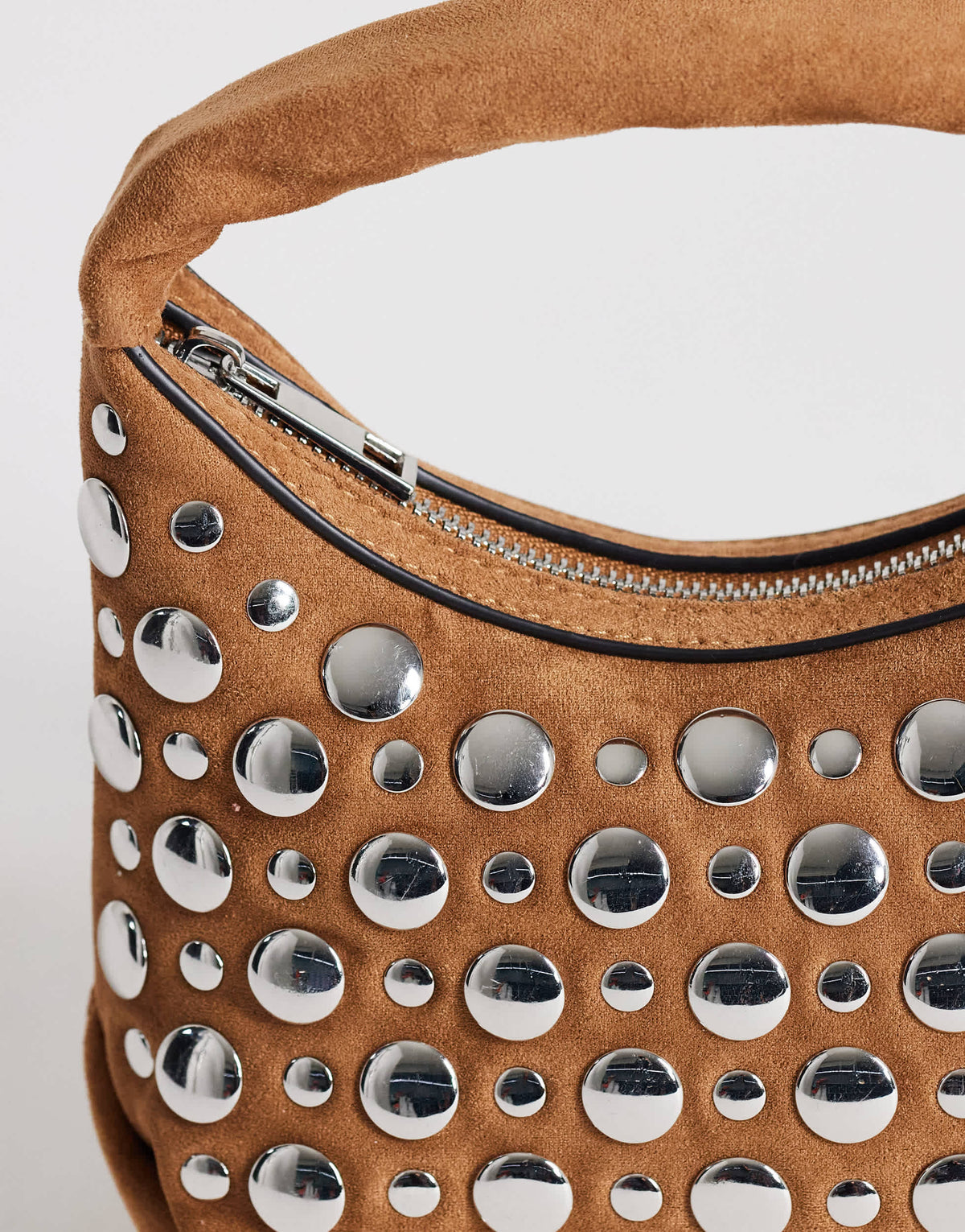 Topshop Juno small studded grab bag in tan