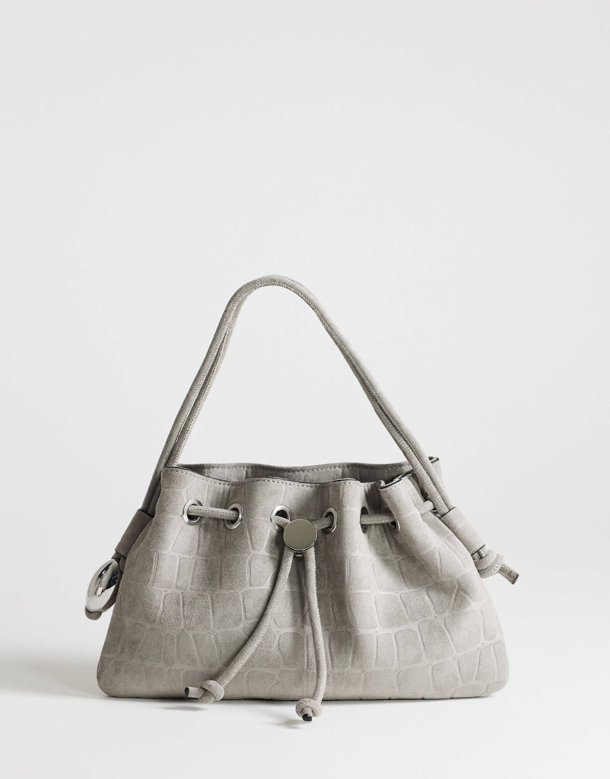 Topshop Jessie medium hardware grab in grey croc