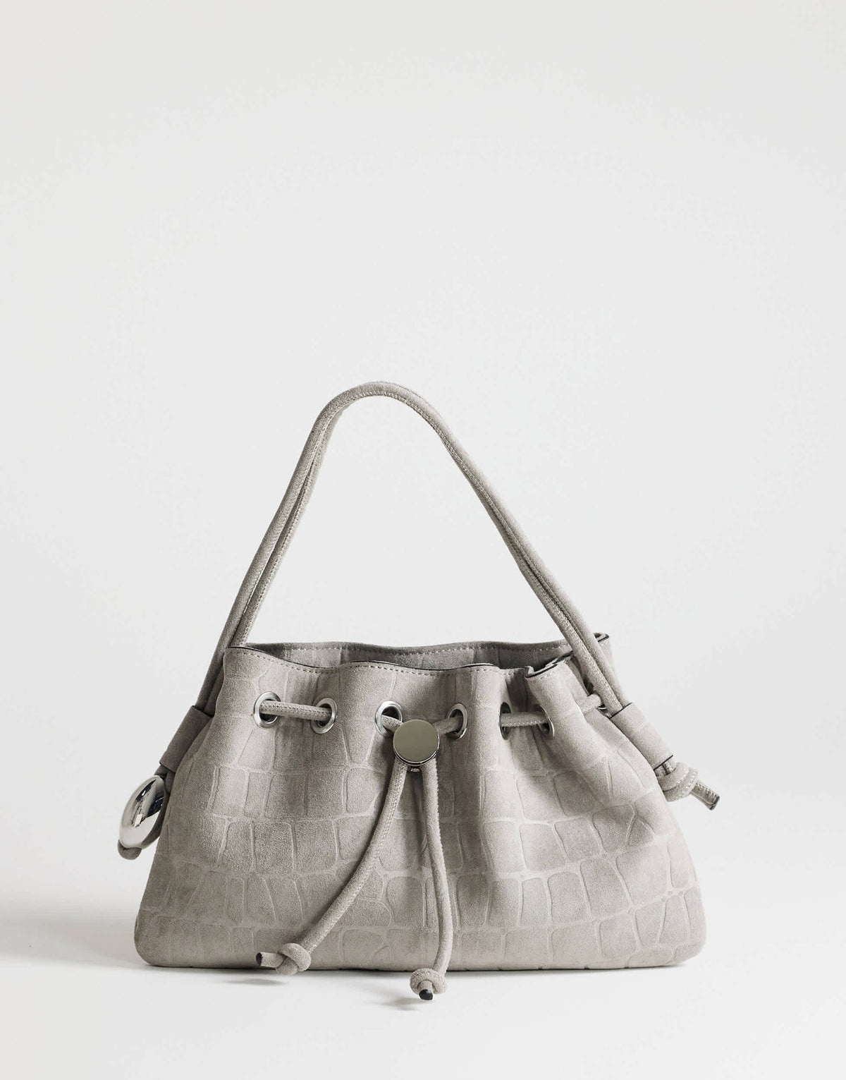 Topshop Jessie medium hardware grab in grey croc