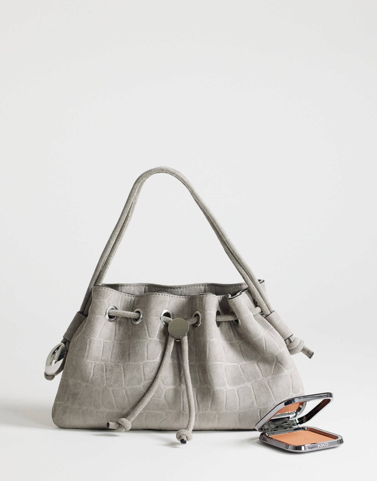 Topshop Jessie medium hardware grab in grey croc