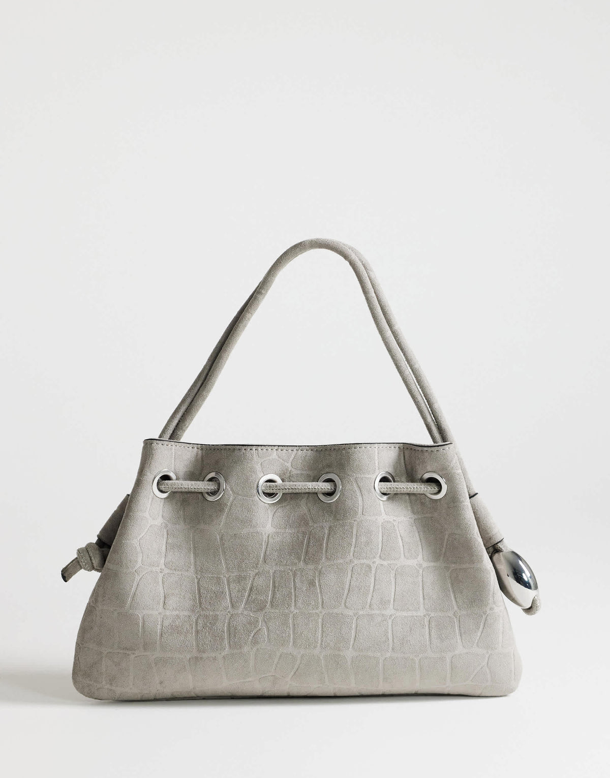 Topshop Jessie medium hardware grab in grey croc