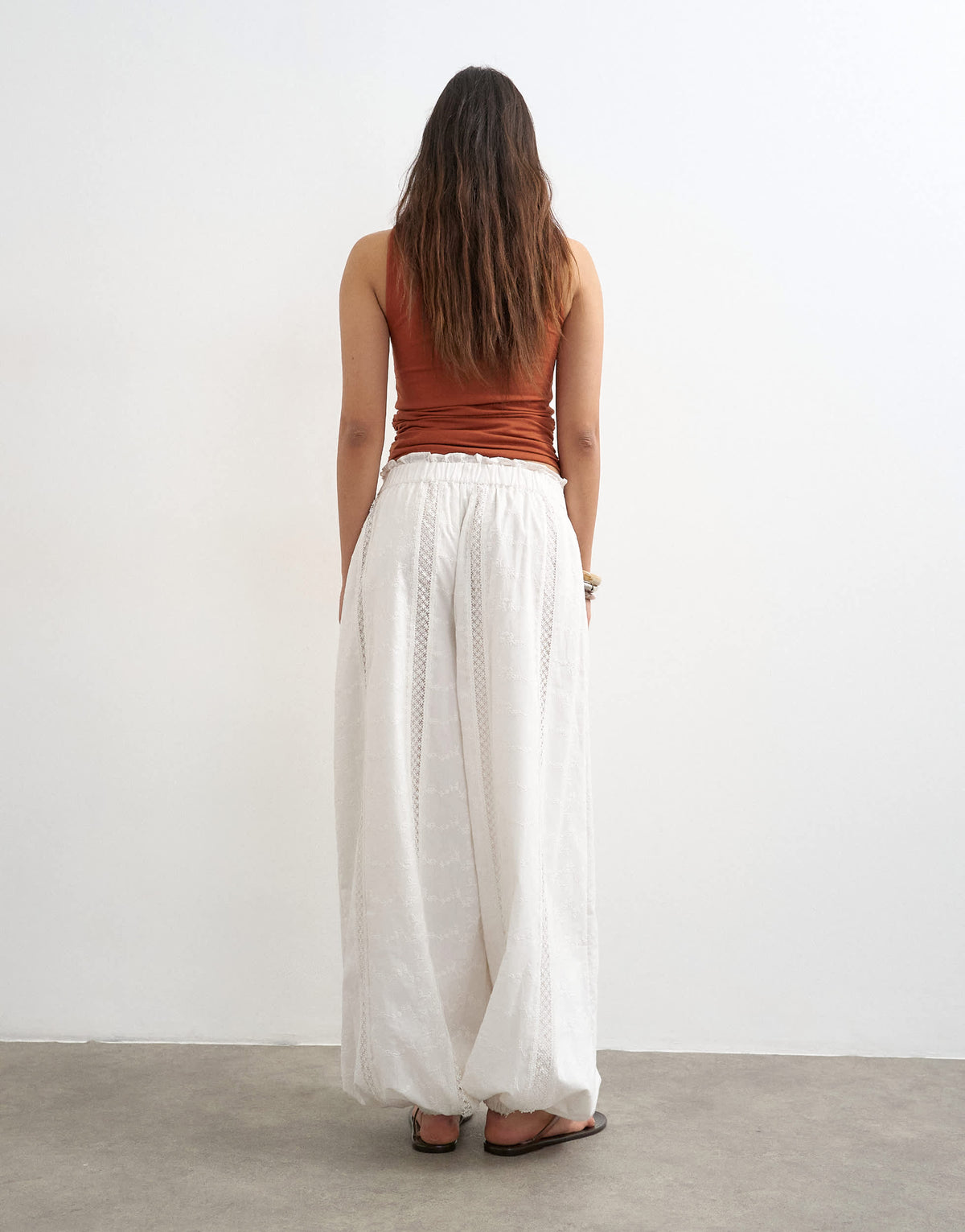 Topshop broderie beach balloon trouser in white
