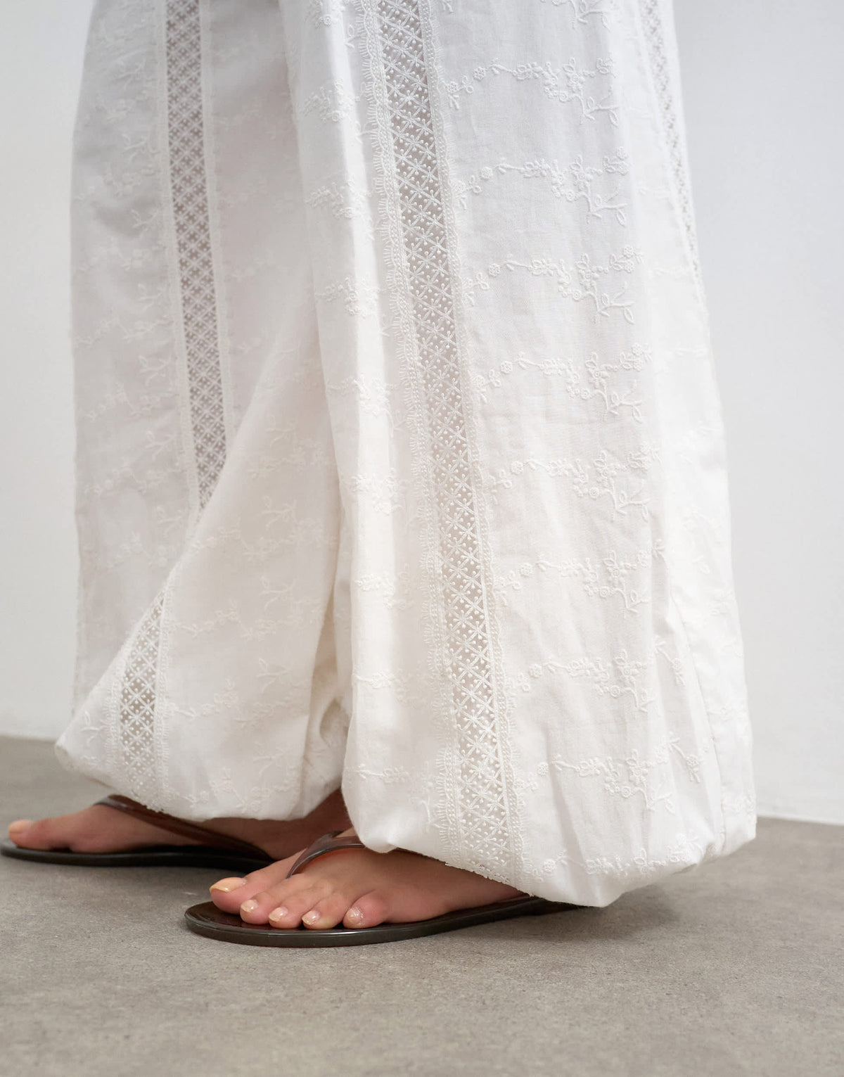 Topshop broderie beach balloon trouser in white