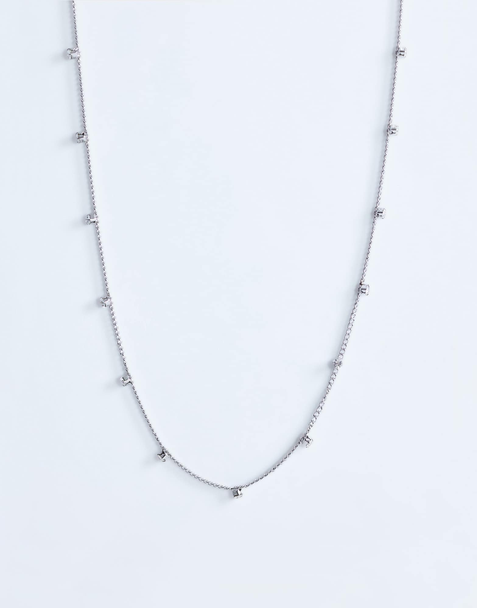 Topshop Halbketten-Halskette mit Strasssteinen in Edelstahl Silber