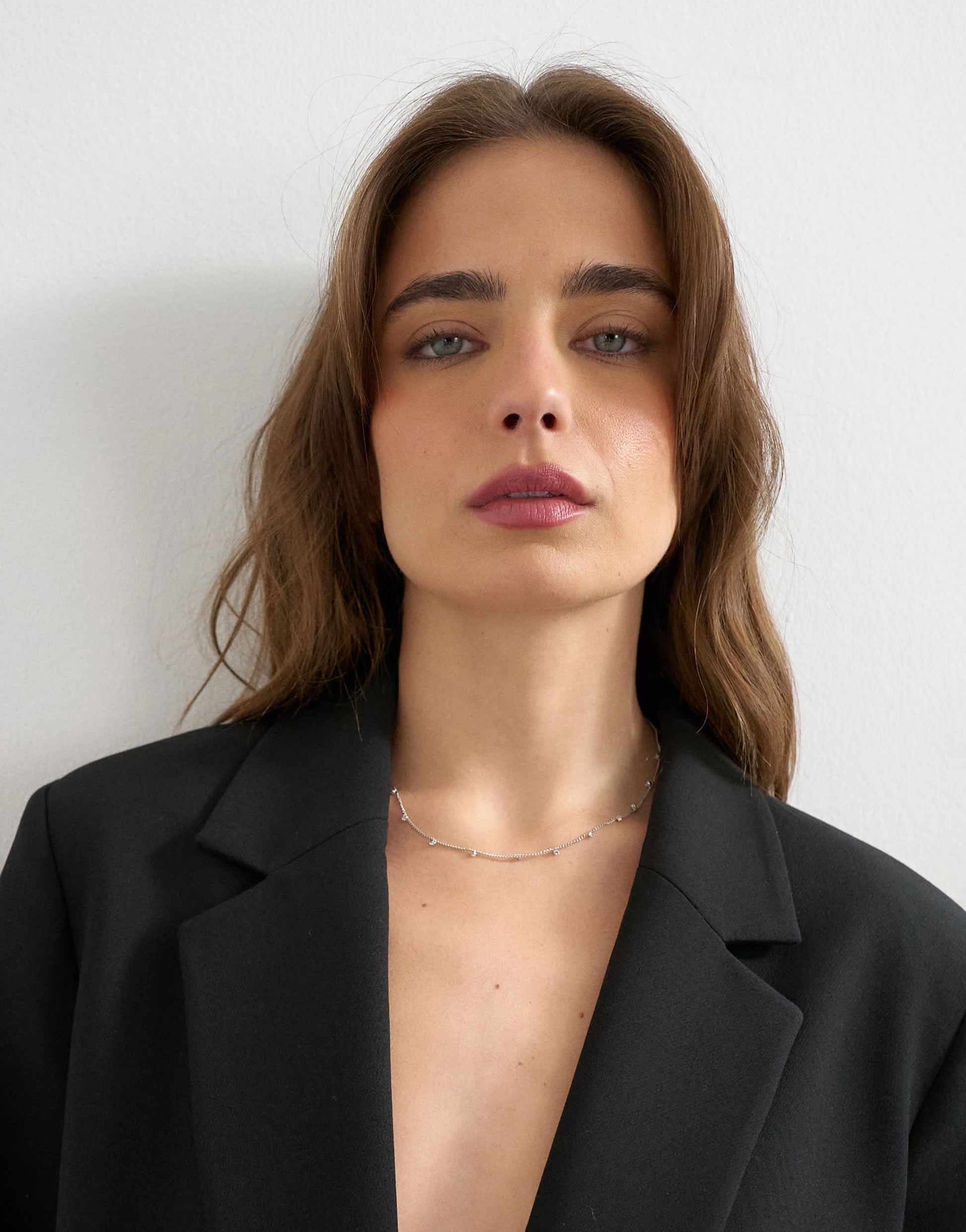 Topshop Demi chain necklace with diamantes in stainless silver