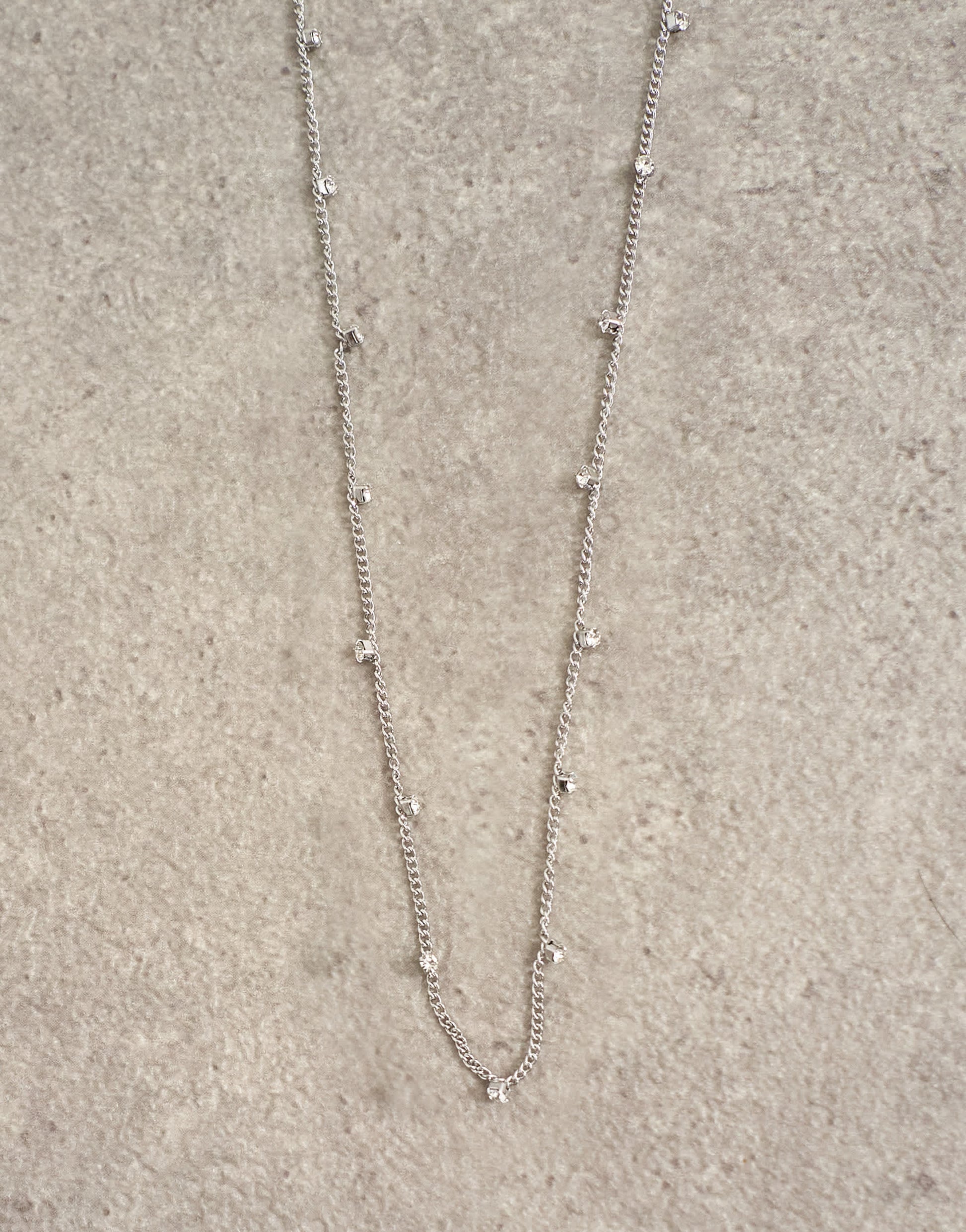Topshop Demi chain necklace with diamantes in stainless silver