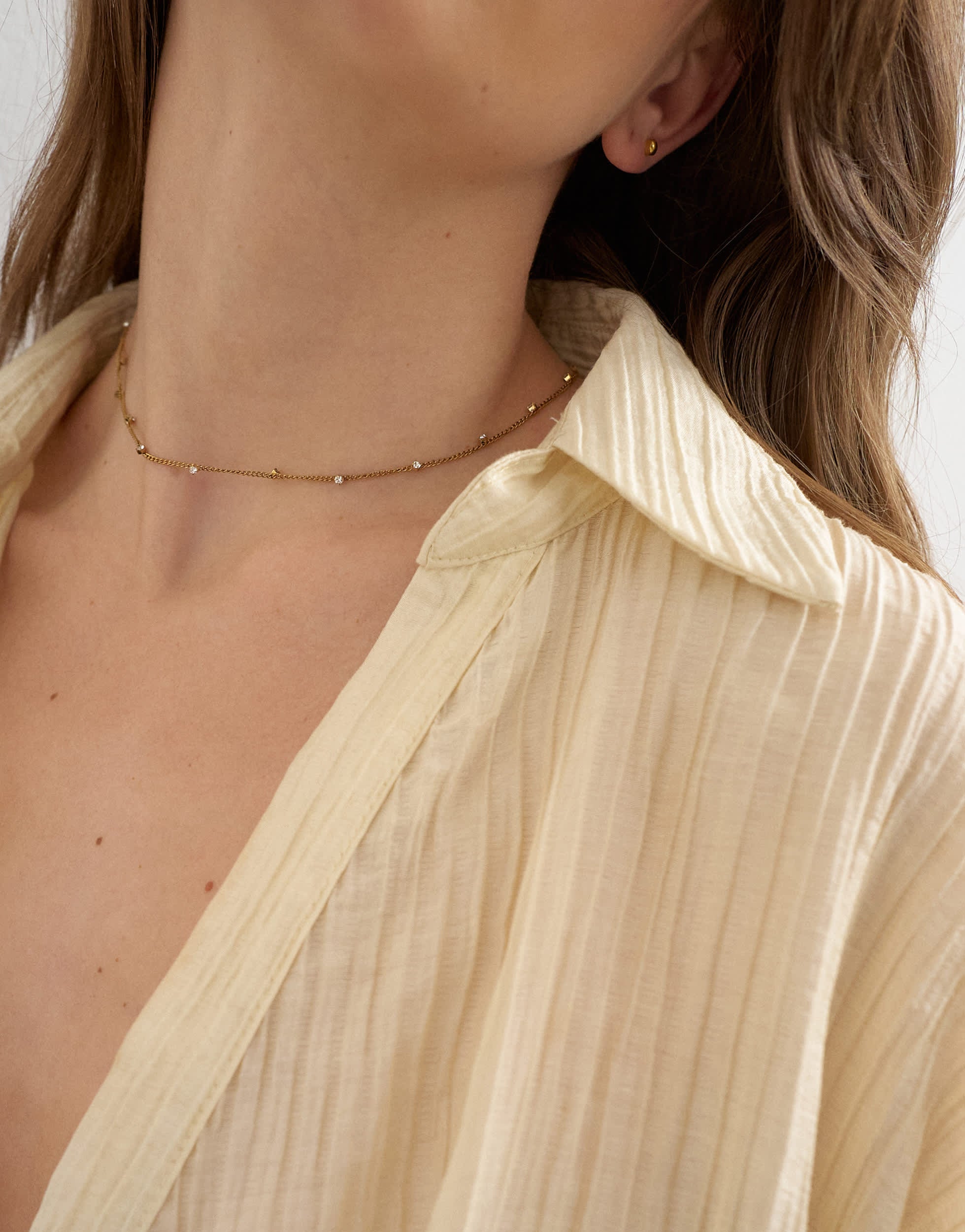 Topshop Demi chain necklace with diamantes in stainless gold