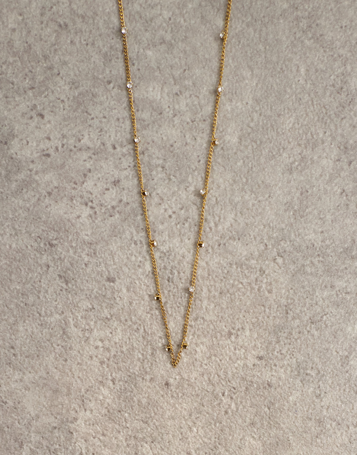 Topshop Demi chain necklace with diamantes in stainless gold