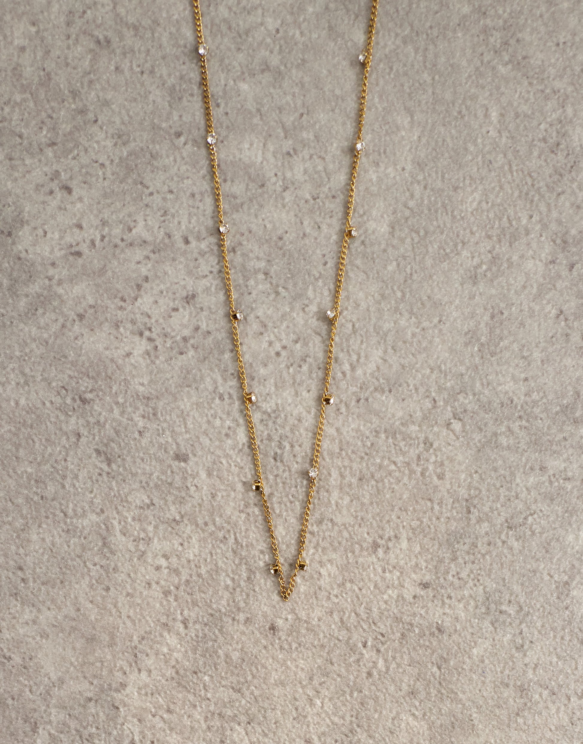 Topshop Demi chain necklace with diamantes in stainless gold