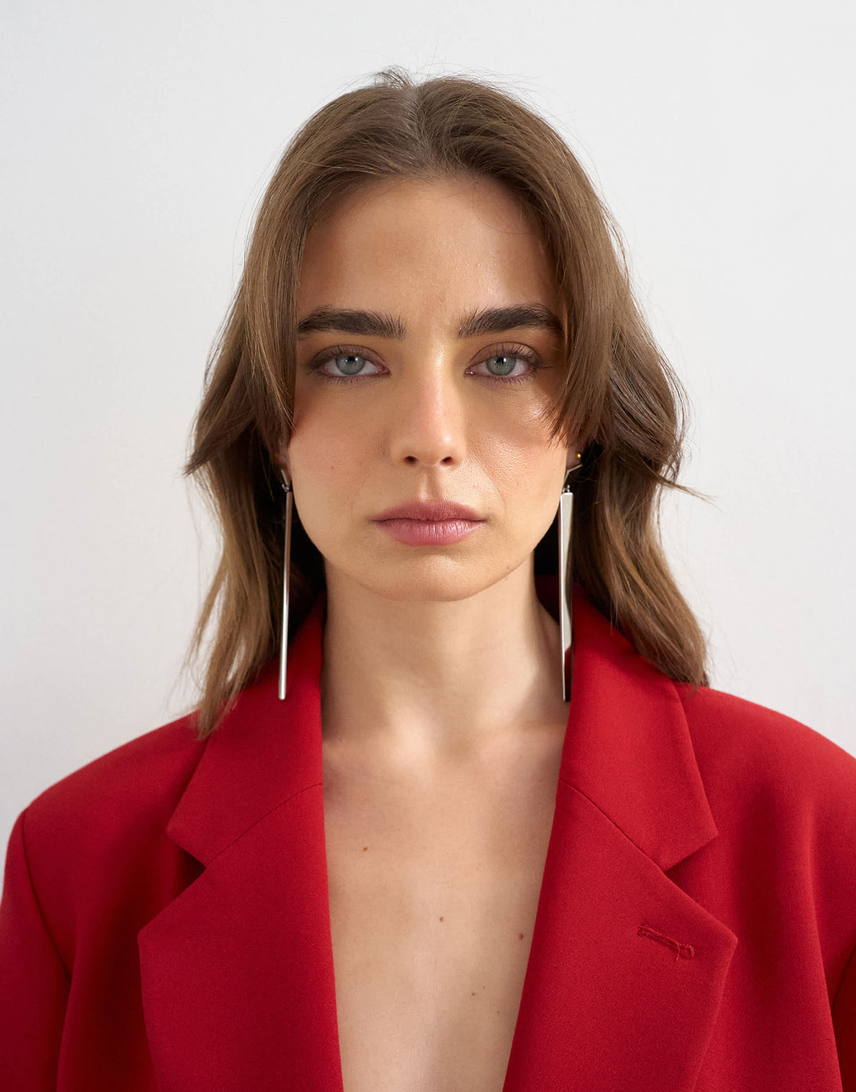 Topshop Cora asymmetric drop stud earring in silver tone