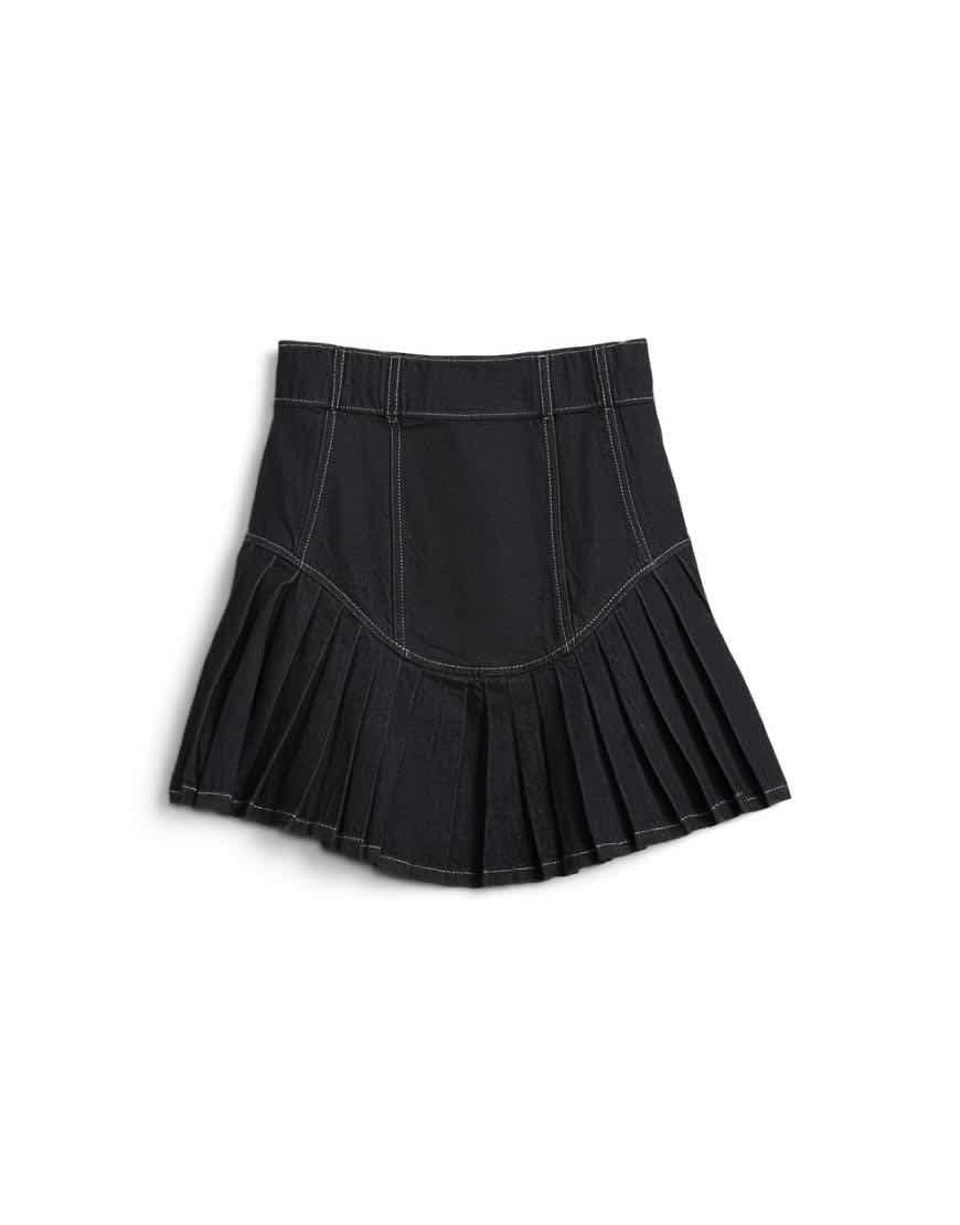 Tolu Coker x Topshop denim super mini pleated skirt circular design in deep blue