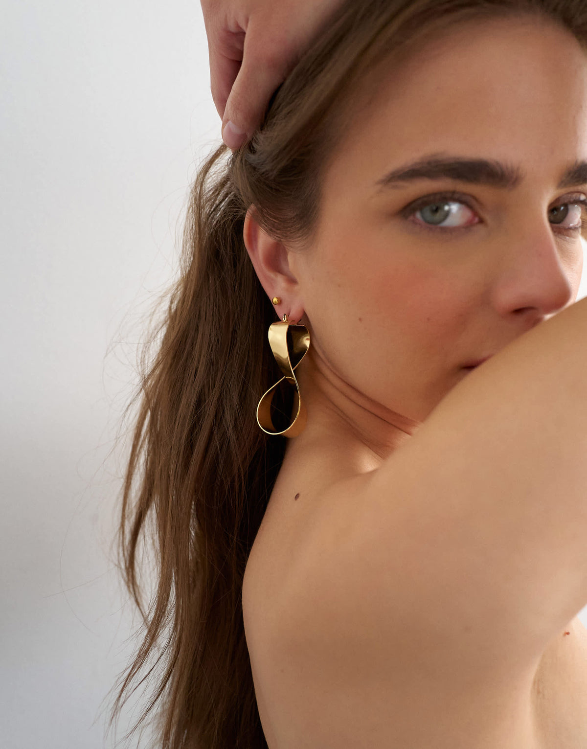 Topshop Charlotte twisted hoop earring in gold tone