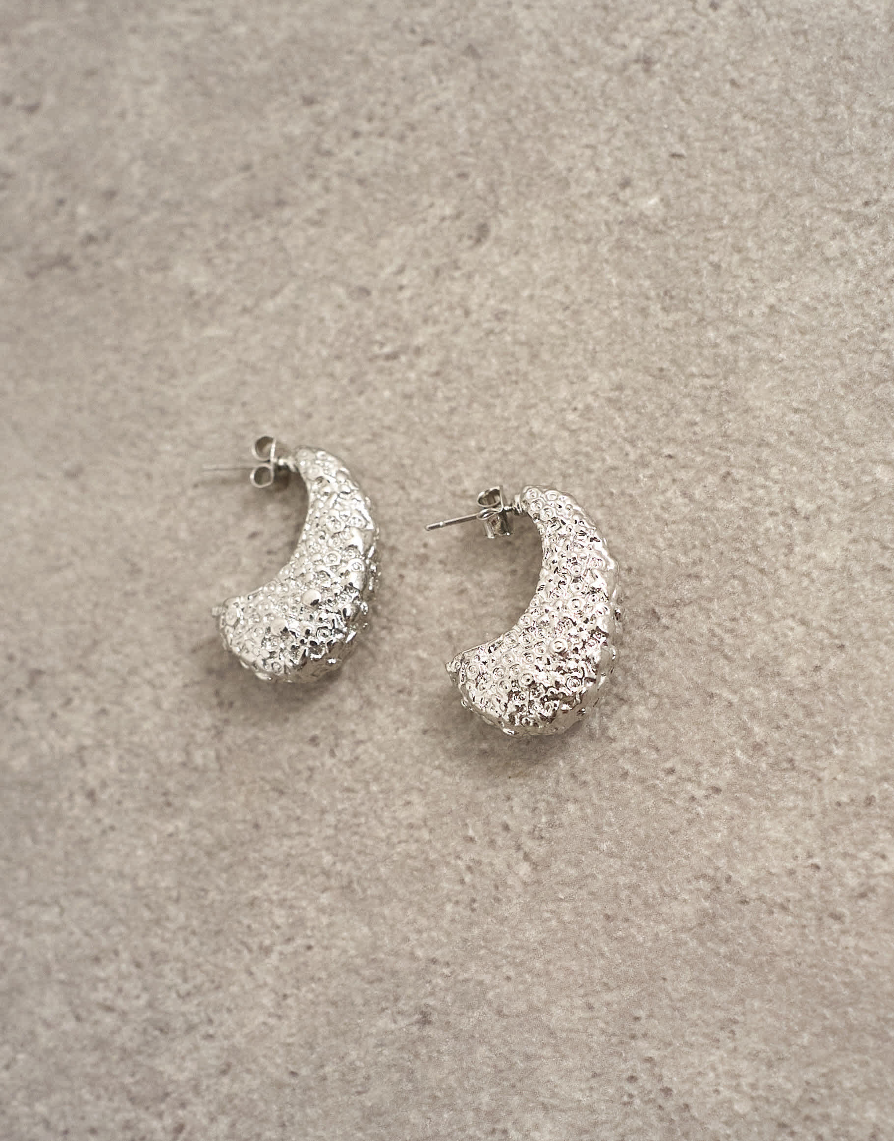 Topshop Camille textured stud earring in silver tone