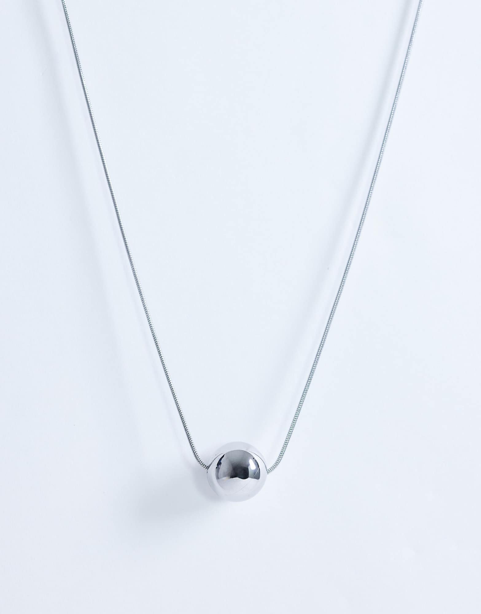 Topshop Dolly waterproof necklace with ball in stainless silver